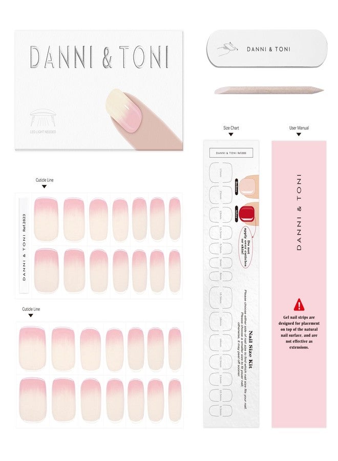 DANNI & TONI Semi Cured Gel Nail Strips Pink-to-White Ombre Gel Nail Wraps 28 Stickers | Baby Ombre - Image 4